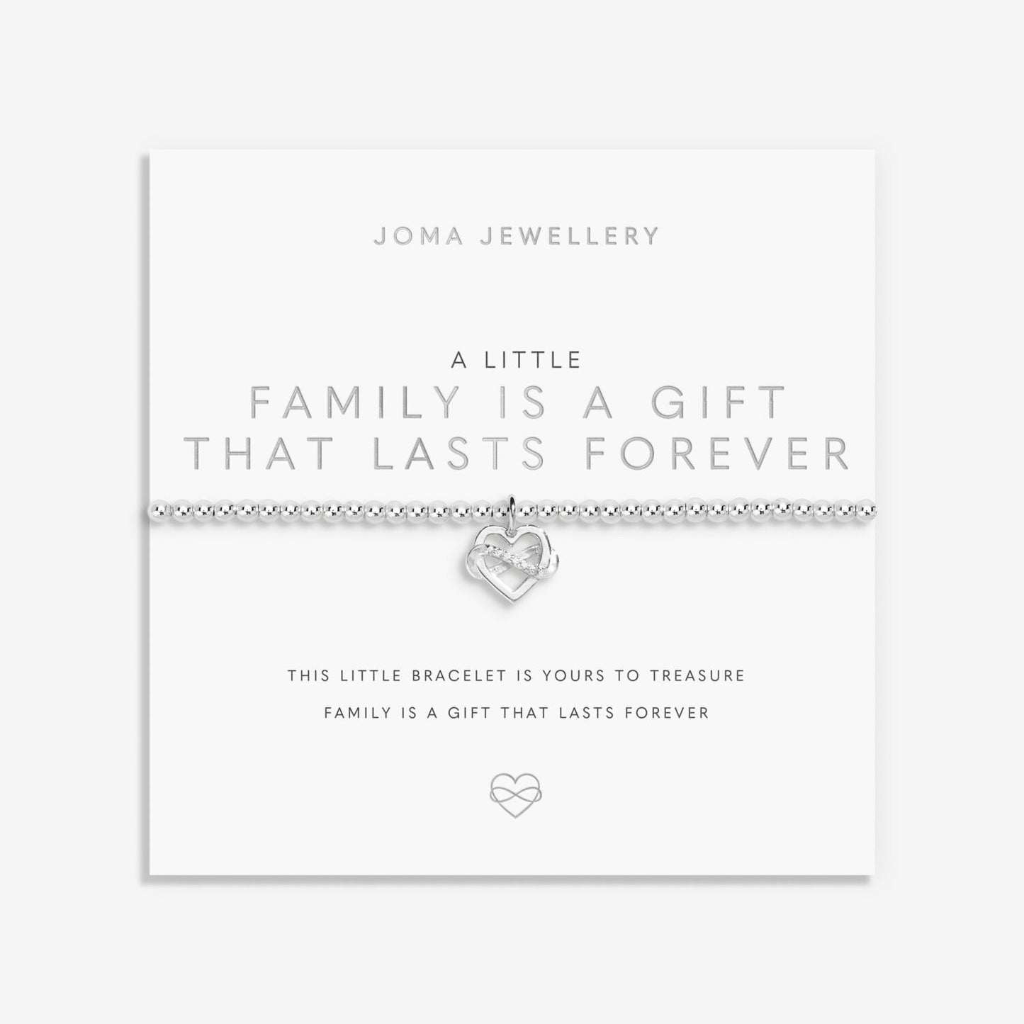 Joma Silver Plated Beaded Bracelet A Little FAMILY IS A GIFT THAT LASTS FOREVER