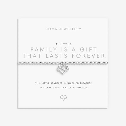 Joma Silver Plated Beaded Bracelet A Little FAMILY IS A GIFT THAT LASTS FOREVER
