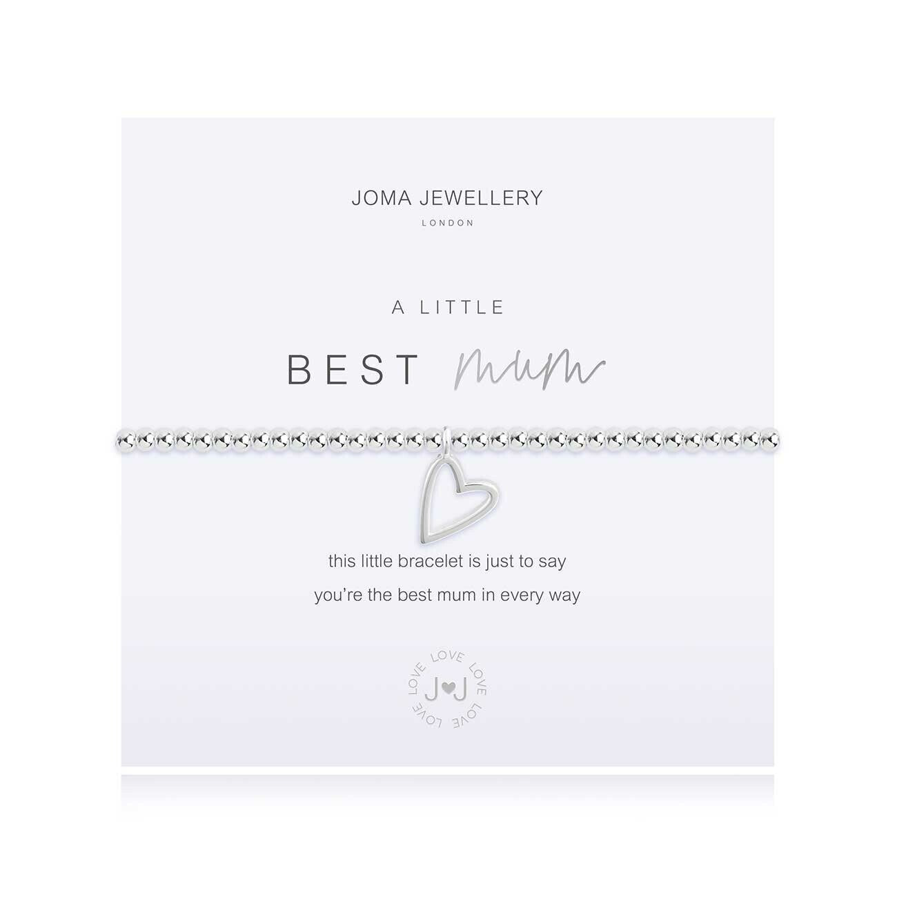 Joma Jewellery Silver Plated Beaded Bracelet A Little BEST MUM + Gift Bag 4082