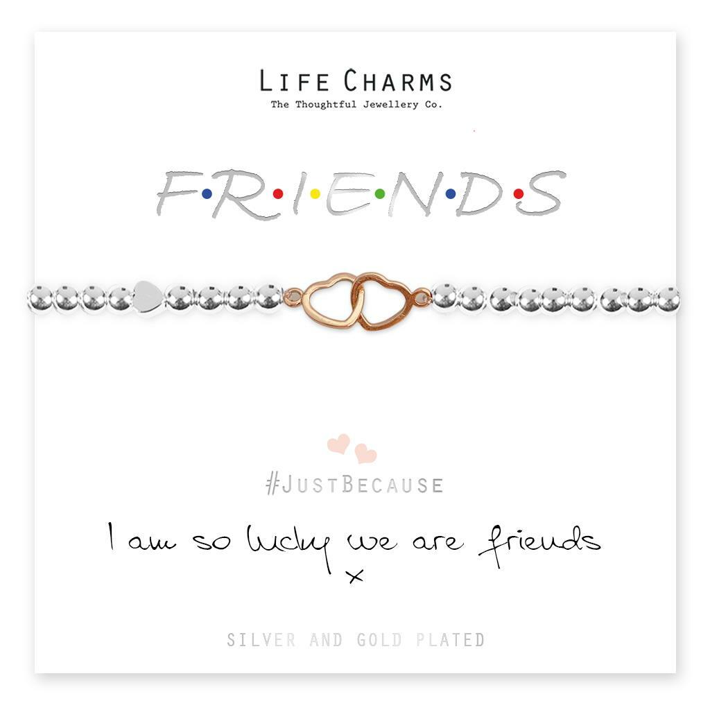 Life Charms Bracelet - " I Am So Lucky We Are FRIENDS " - Beautifully Gift Boxed