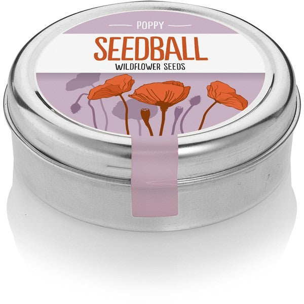 Seedball Mix Seed Bombs (British Wild Flower Tin)  - Poppy - Sow Spring Autumn