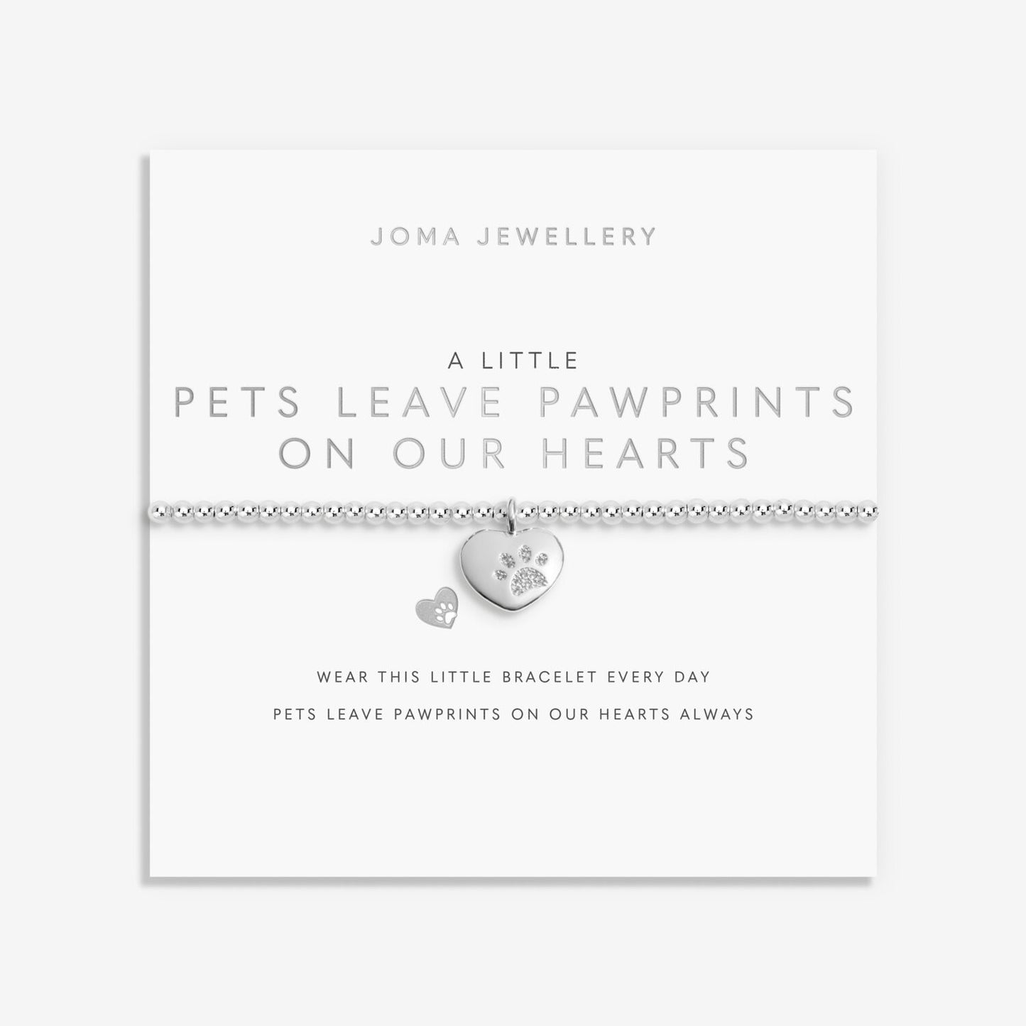Joma Silver Plated Beaded Bracelet A Little PETS LEAVE PAWPRINTS ON OUR HEARTS