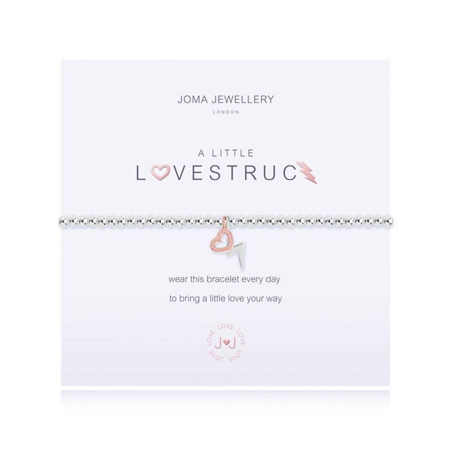 Joma Jewellery Silver Plated Beaded Bracelet A Little LOVESTRUCK  + GIFT BAG