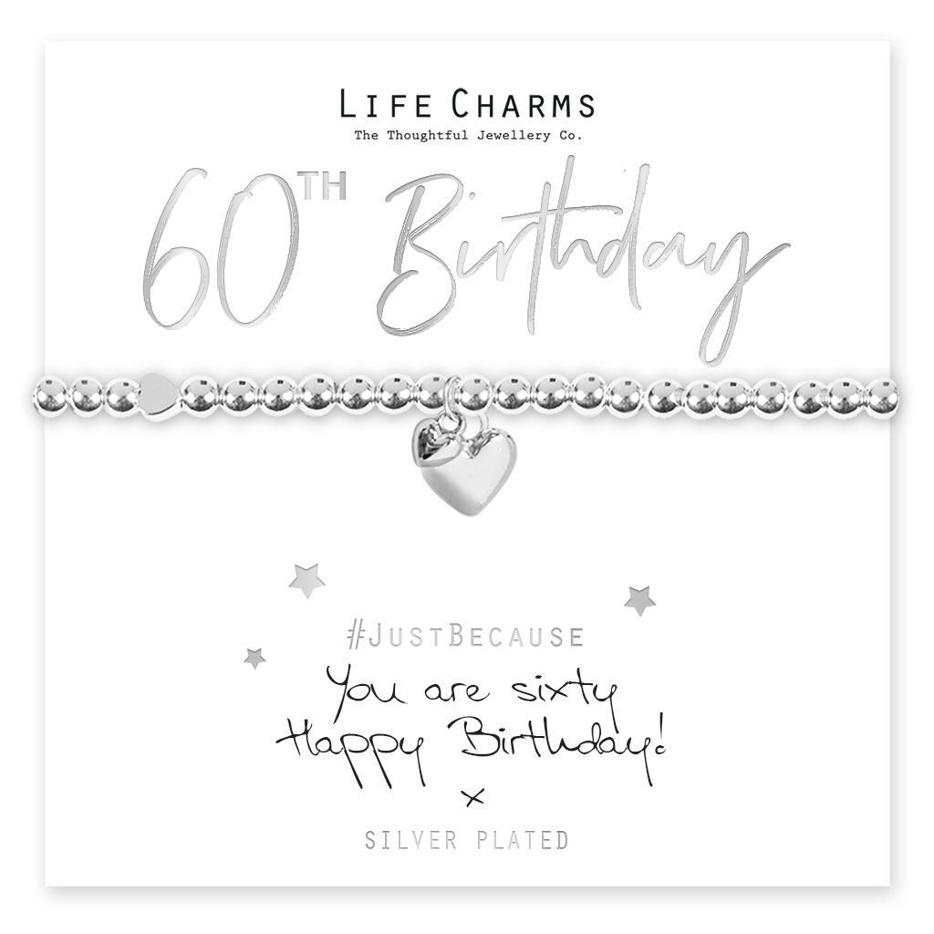 Life Charms Bracelet - " You Are SIXTY, Happy Birthday! x " Beautifully Gift Box