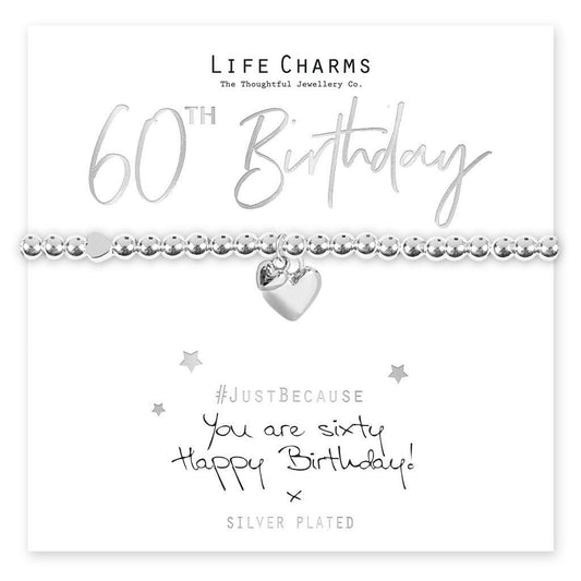 Life Charms Bracelet - " You Are SIXTY, Happy Birthday! x " Beautifully Gift Box