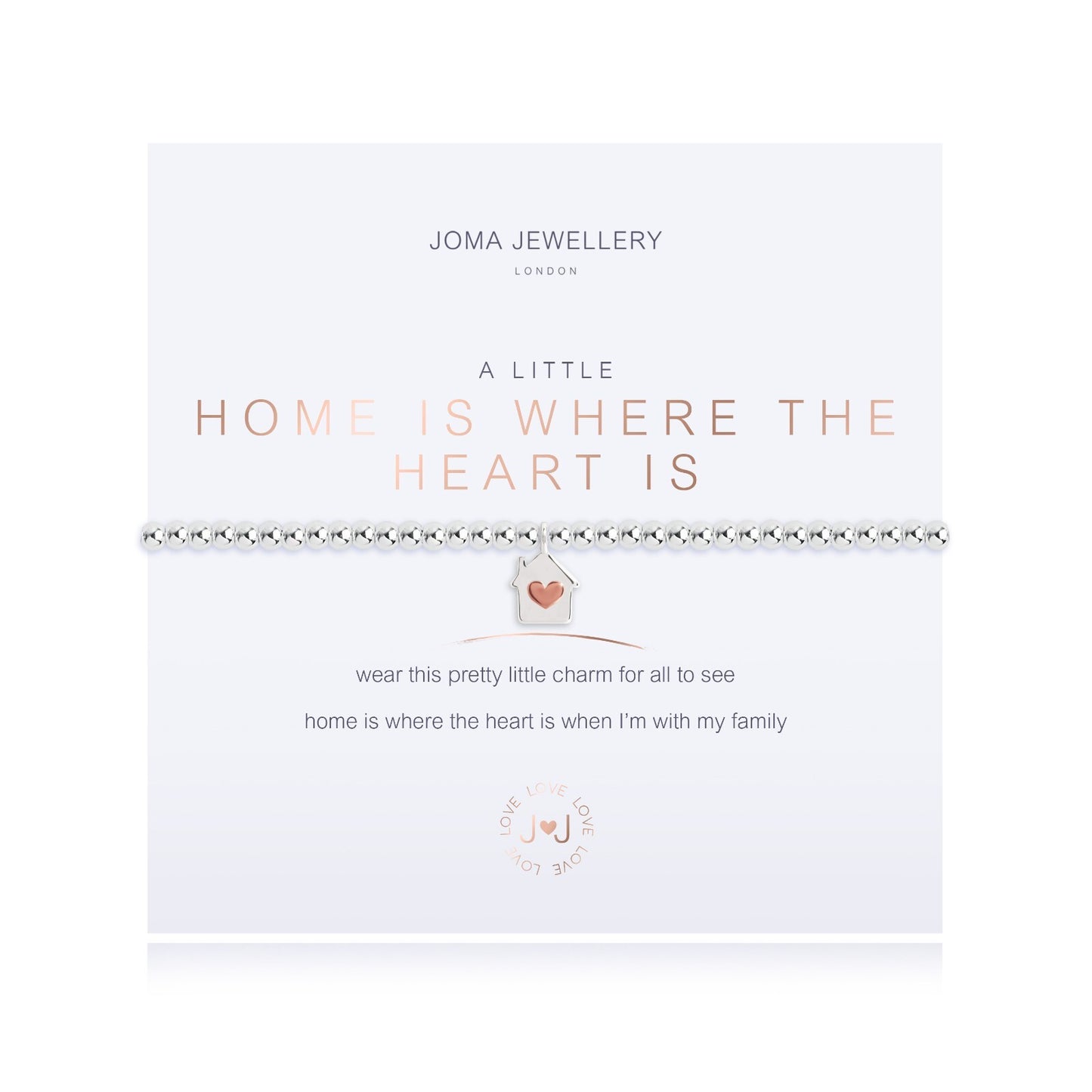 Joma Silver Plated Beaded Bracelet A Little HOME IS WHERE THE HEART  IS + Gft Bg