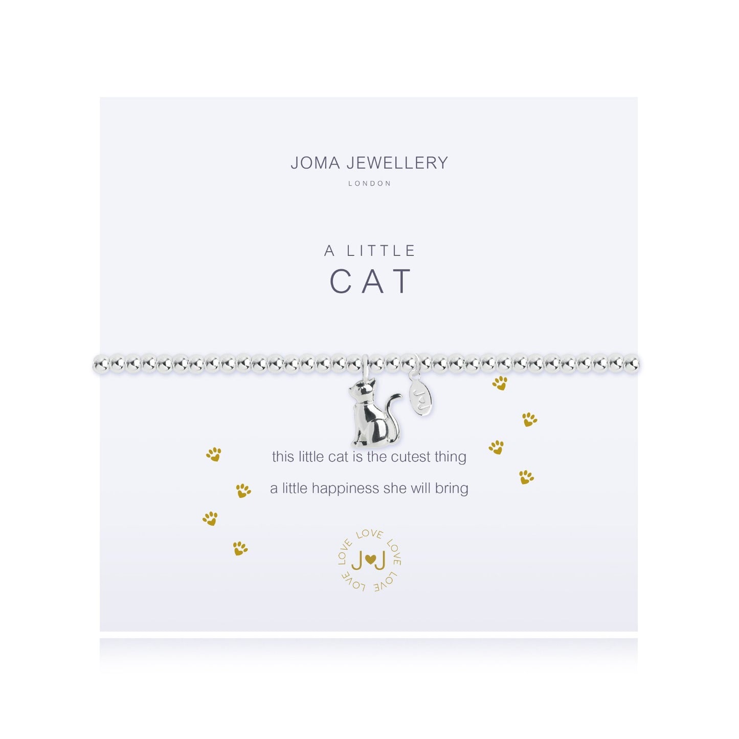 Joma Jewellery Silver Plated Beaded Bracelet A Little CAT + Gift Bag 2277
