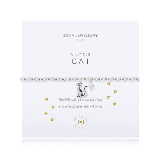 Joma Jewellery Silver Plated Beaded Bracelet A Little CAT + Gift Bag 2277
