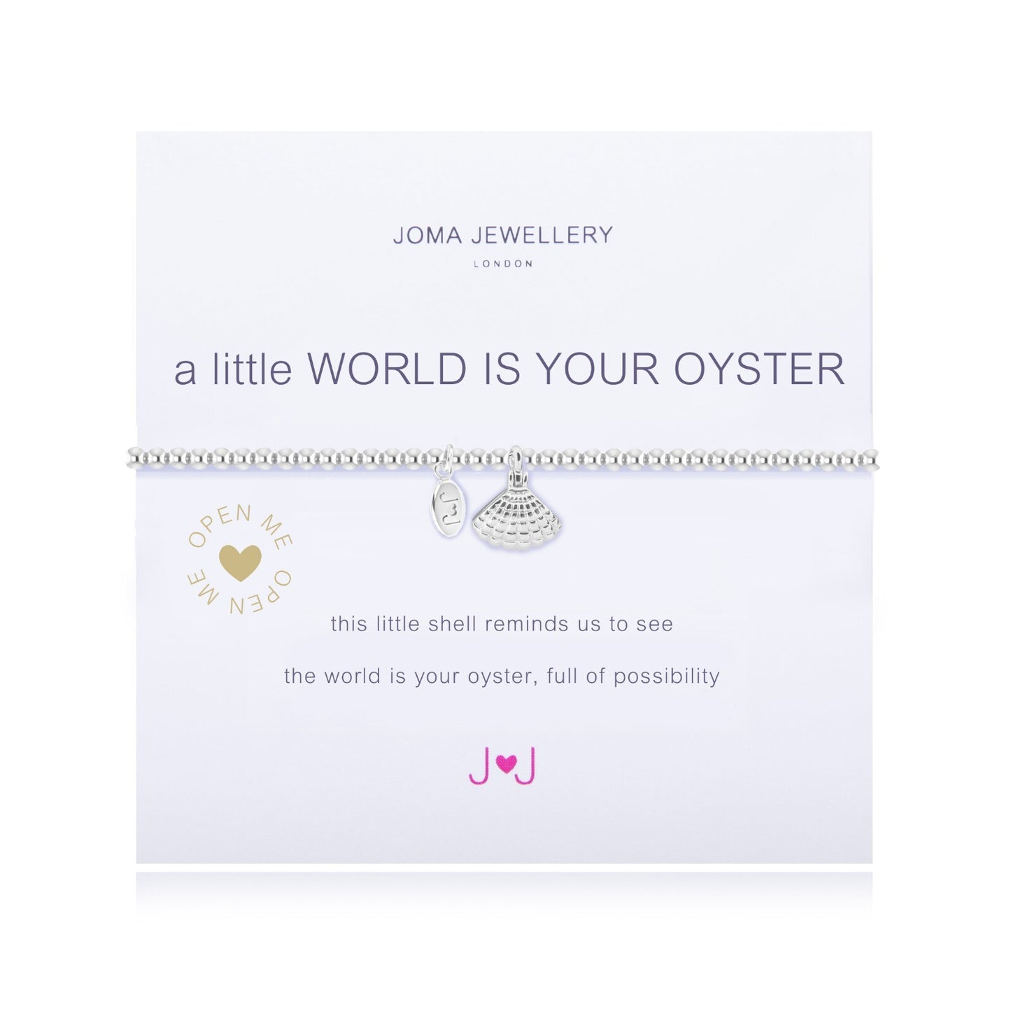 Joma Silver Plated Beaded Bracelet A Little WORLD IS YOUR OYSTER  + Gift Bag