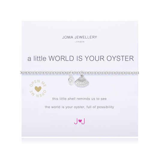 Joma Silver Plated Beaded Bracelet A Little WORLD IS YOUR OYSTER  + Gift Bag