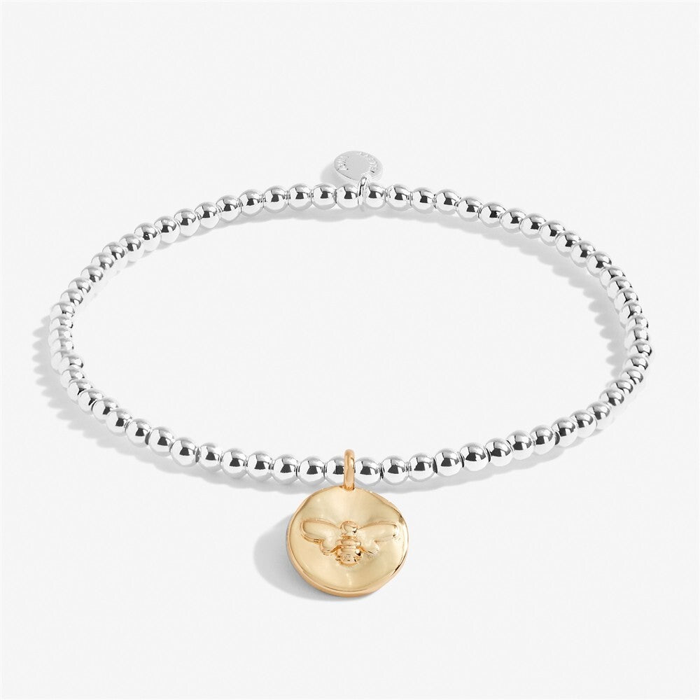 Joma Jewellery Silver Plated Beaded Bracelet A Little BEE LUCKY + Gift Bag 6067