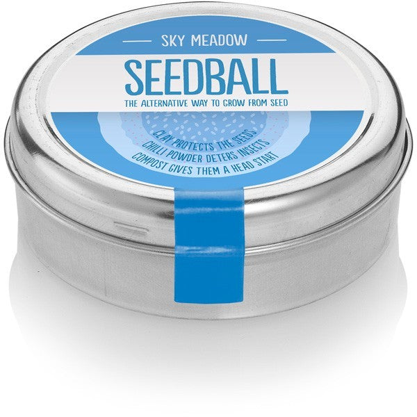 Seedball Mix Seed Bombs British Wild Flower Tin  SKY MEADOW Sow Spring Autumn